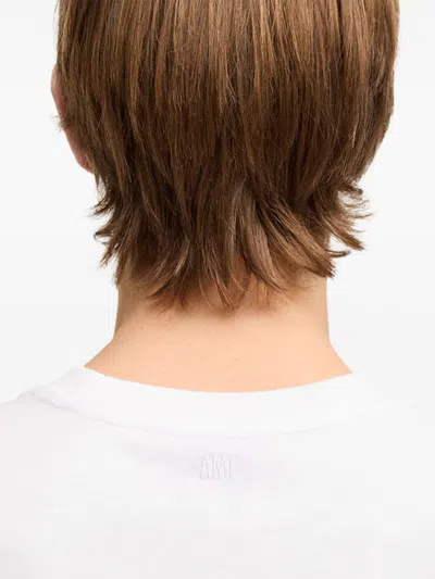 Ami Alexandre Mattiussi De Caur Embroidered Organic Cotton-jersey T-shirt In White