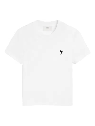 Ami Alexandre Mattiussi Ami Paris Tshirt Ami De Coeur Contraste Cropp In White