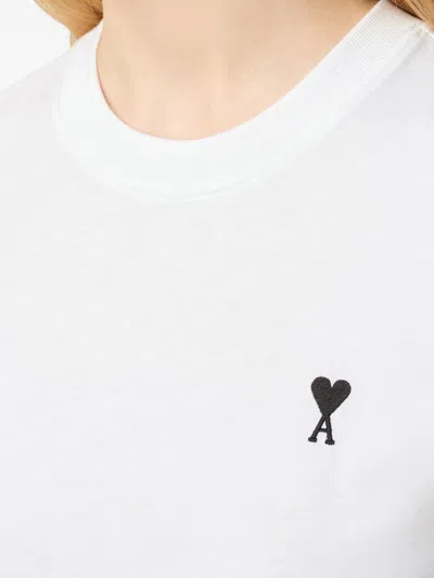 Ami Alexandre Mattiussi Ami Paris Tshirt Ami De Coeur Contraste Cropp In White