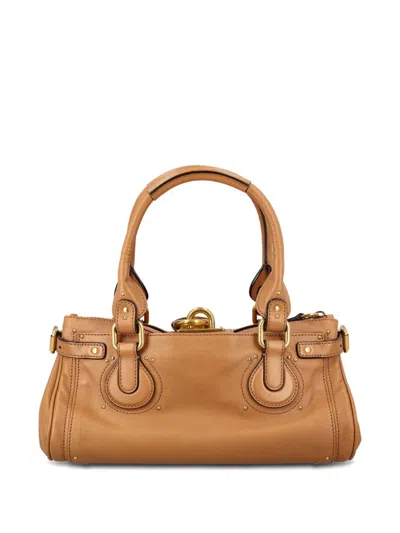Chloé Paddington Brown Handbag With Two Top Handles And Padlock On The Front In Leather Woman In Multi