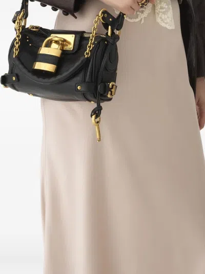 Chloé Chloe Women Black Leather Small Paddington Shoulder Bag In Multi
