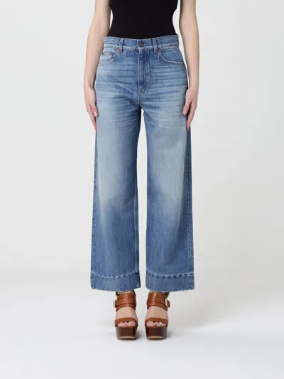 Chloé Women Dream Blue Denim High-rise Cropped Jeans In Multi