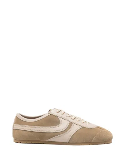 Dries Van Noten Women Beige Low-top Sneakers With Two-tone Lace-up In Suede Woman In White