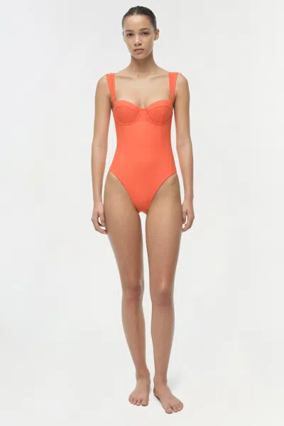 Simkhai Kyle Bustier One-piece Swimsuit In Red