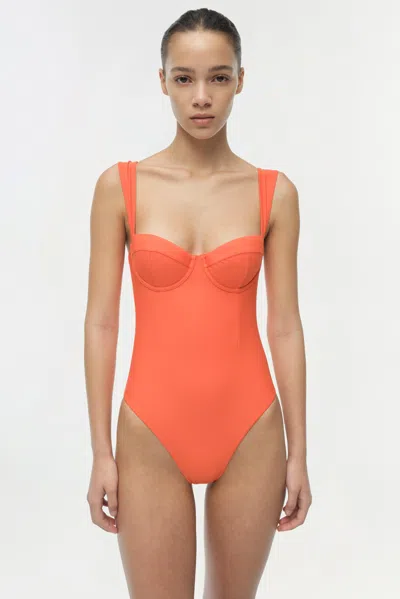 Simkhai Kyle Bustier One-piece Swimsuit In Red