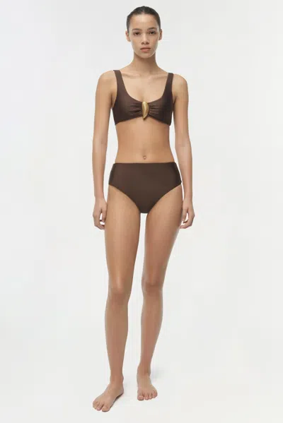 Simkhai Womens Chocolate Veyra Shell Stretch Bikini Top In Multi