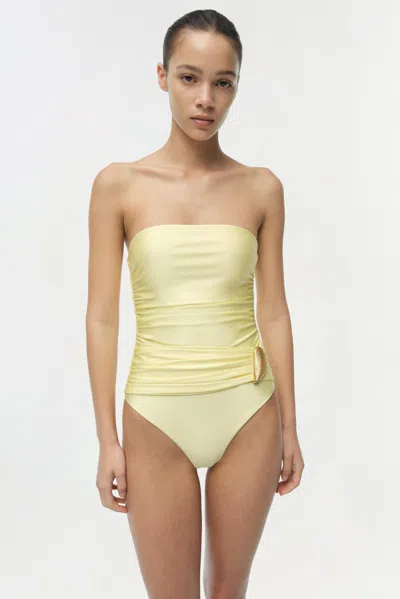 Simkhai Lorena Shell Strapless One Piece In Yellow