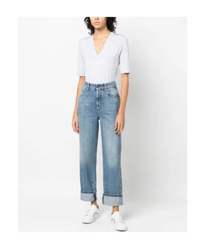 Brunello Cucinelli Logo Patch Mid-rise Straight-fit Jeans In Blue