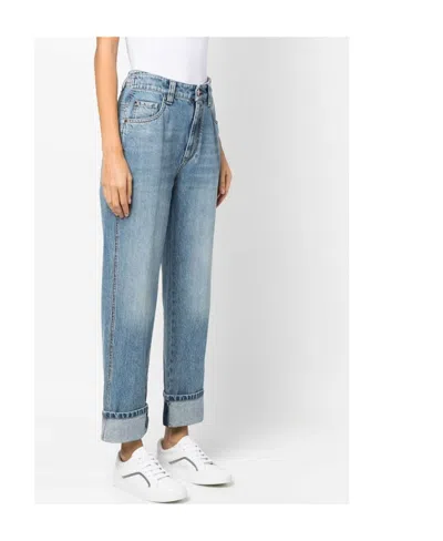 Brunello Cucinelli Logo Patch Mid-rise Straight-fit Jeans In Blue