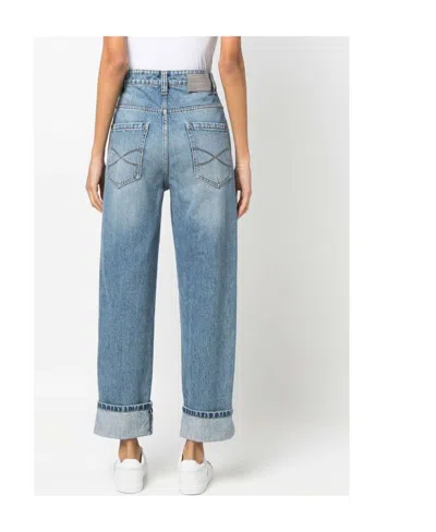 Brunello Cucinelli Logo Patch Mid-rise Straight-fit Jeans In Blue