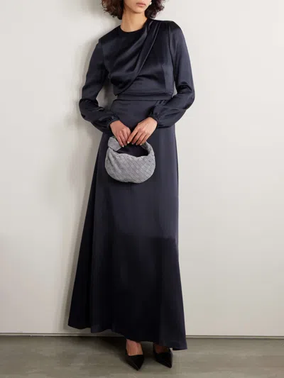 Stella Mccartney Asymmetric Draped Satin Gown In Black