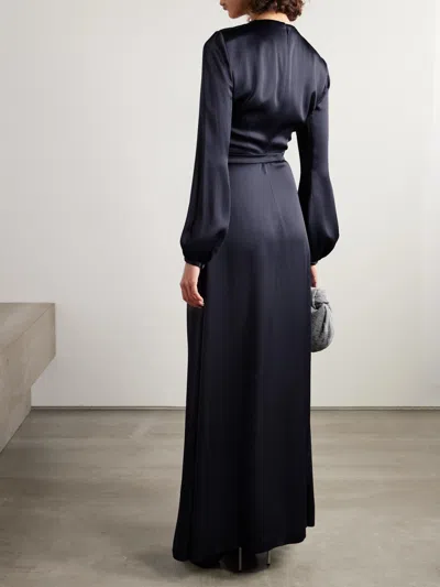 Stella Mccartney Asymmetric Draped Satin Gown In Black