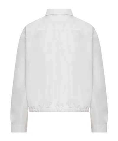 Jil Sander Cropped Jacket In Technical Fabric With Elasticated Bottom In White