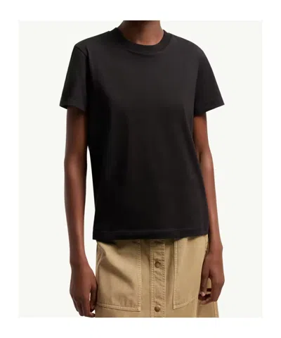 Moncler Cotton Ribbed Crewneck Short-sleeve T-shirt In Black