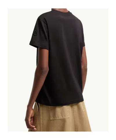 Moncler Cotton Ribbed Crewneck Short-sleeve T-shirt In Black