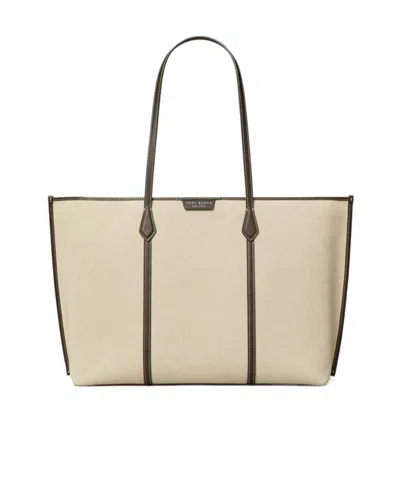 Tory Burch Perry Canvas Tote Bag Work Style In Nude