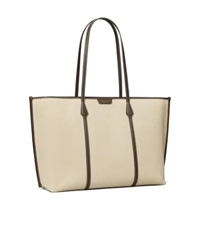 Tory Burch Perry Canvas Tote Bag Work Style In Nude