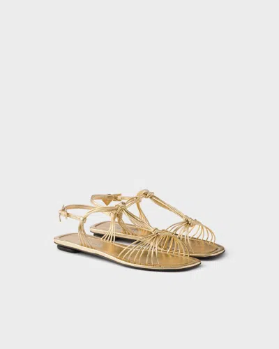 Prada Gold Leather Sandals In Gold