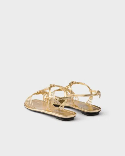Prada Gold Leather Sandals In Gold