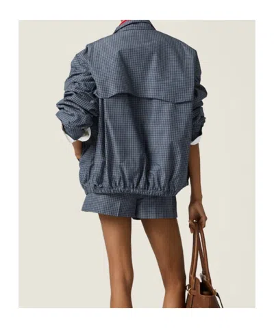 Miu Miu Checked Technical Fabric Blouson Jacket In Blue