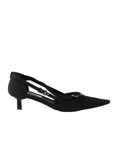 Prada Kitten Heel Pointed Toe Pump In Black