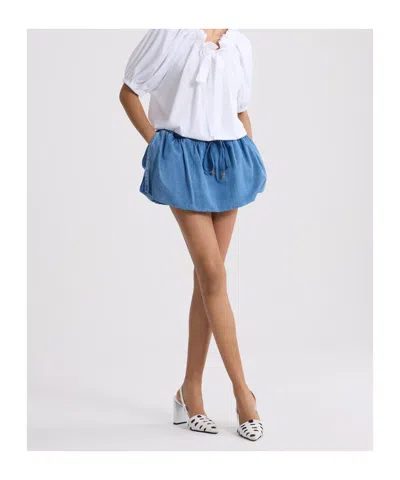 Patou Drawstrings Mini A-line Skirt In Blue