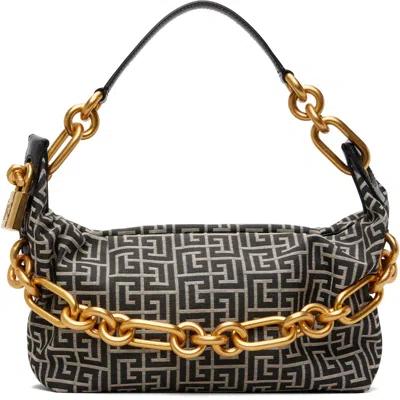 Balmain Medium Monogram Chain Sync Tote Bag In Black