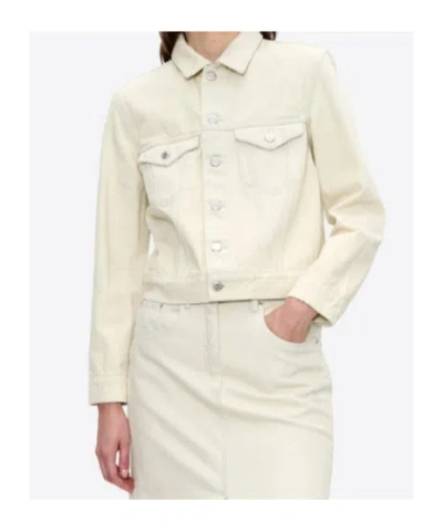 Apc Long-sleeved Single-breasted Denim Jacket In White