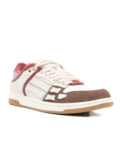 Amiri Brown Xl Skel Top Low Cow Leather Sneakers In Multi