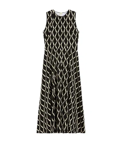 Max Mara Lampara Geo Print Jersey Midi Dress In Black