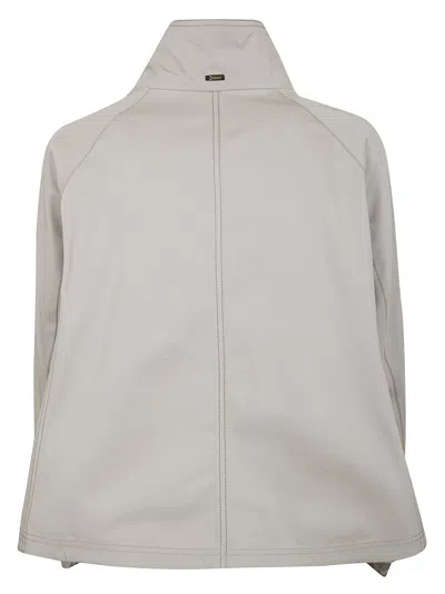 Herno Cotton Gabardine Cape With Water-repellent Finish And Taffeta Details In Gray