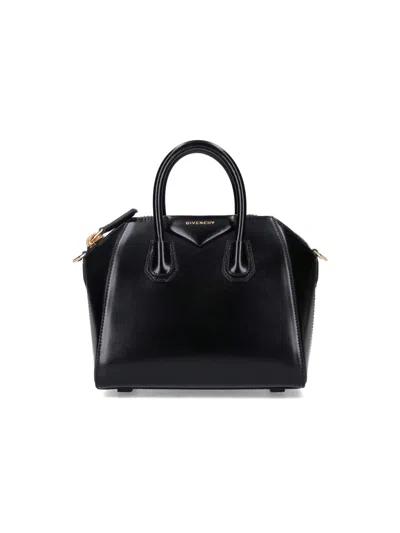 Givenchy Antigona Mini Top Handle Bag In Grained Leather In Black