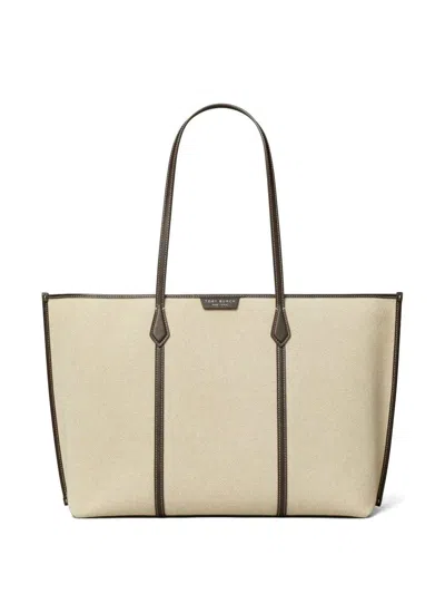 Tory Burch Perry Canvas Tote Bag Work Style In Nude