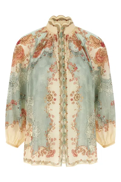 Zimmermann Womens Wallpaper Floral Mint Daylight Balloon-sleeves Woven Blouse Xs In Multi