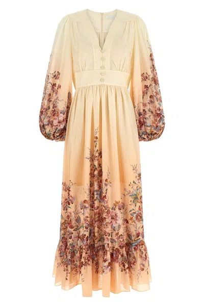 Zimmermann Awaken Plunge Maxi Dress With Separate Slip Clothing In Multi