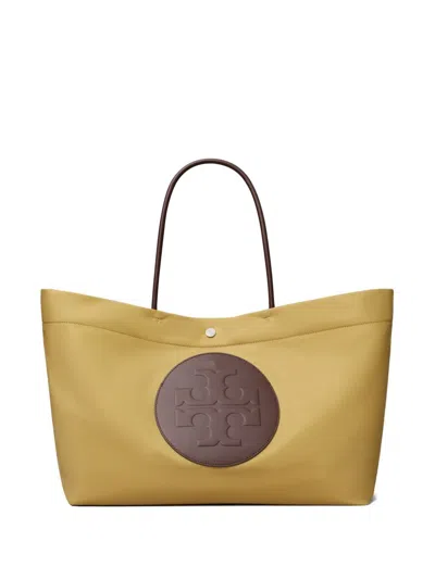 Tory Burch Ella Twist Nylon Shoulder Bag With Maxi Logo Patch On The Front In Neutral