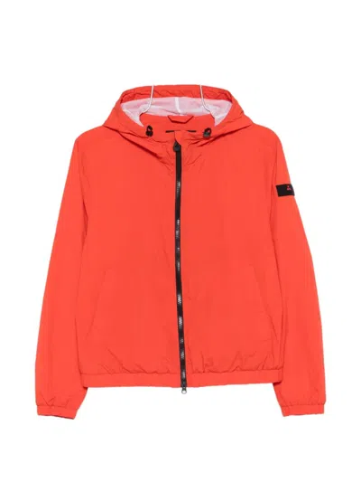 Peuterey Nigle Hooded Blouson Jacket Elasticated Cuffs Hem In Red