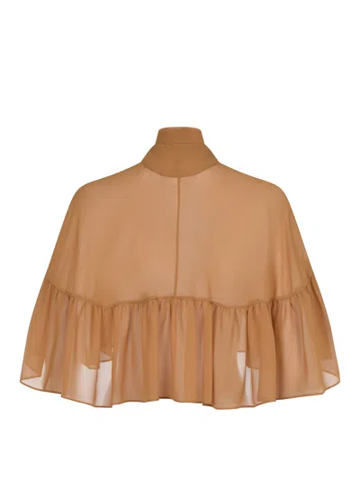 Max Mara Tie-neck Top In Brown