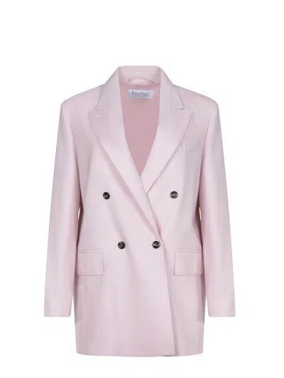 Max Mara Ombrosa Double Breasted Wool Blazer Jackets Rose In Purple