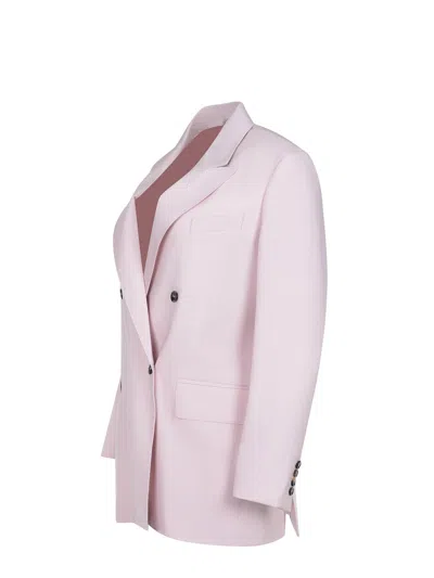 Max Mara Ombrosa Double Breasted Wool Blazer Jackets Rose In Purple