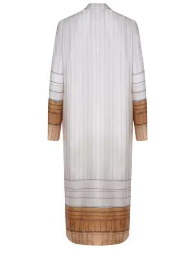 Alysi Single Breasted Striped Coat In White