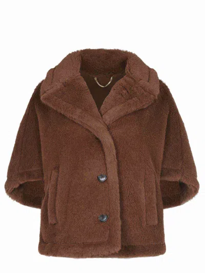 Max Mara Teddy Fabric Cap In Brown