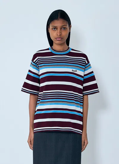 Prada Amaranth And Light Blue Striped Cotton T-shirt In Multi