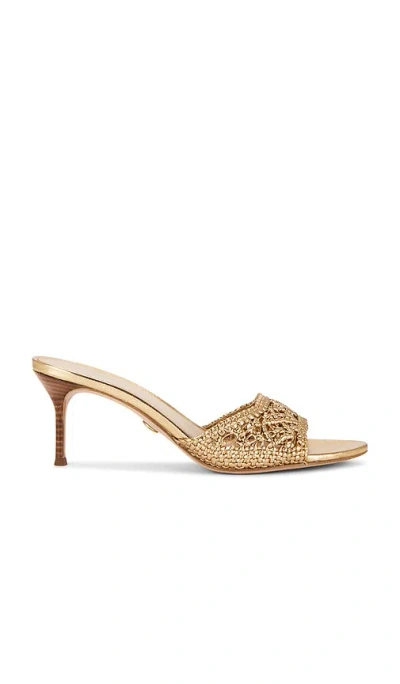 Veronica Beard 70mm Tia Macrame Metallic Leather Sandals In Gold