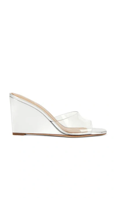 Veronica Beard Square Toe Wedge Sandals In White