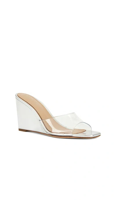 Veronica Beard Square Toe Wedge Sandals In White