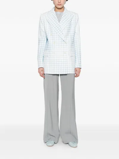 Ermanno Scervino Double-breasted Checked Blazer In Blue