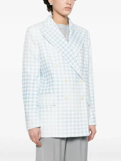 Ermanno Scervino Double-breasted Checked Blazer In Blue