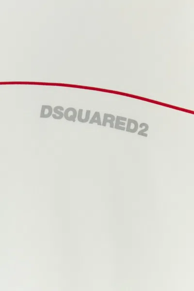 Dsquared2 Men White Crewneck T-shirt With Logo Lettering On The Front In Cotton Man In White