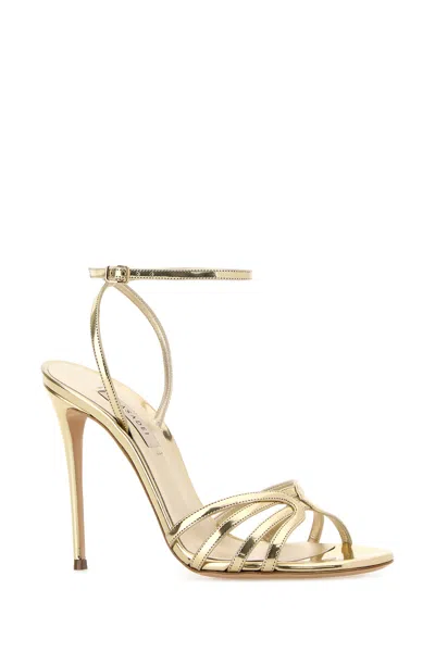Casadei Leather Interstellar Sandals Open Toe Metallic In Gold